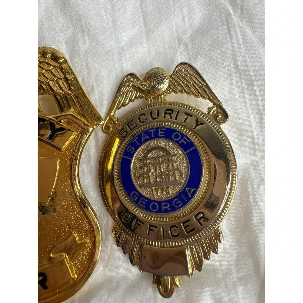 Vintage Security Officer Guard Badge Lot 3 Metal Emblem Collectible Prop